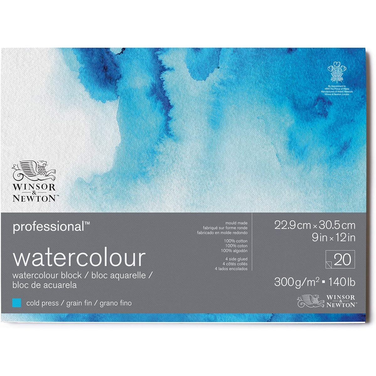 Winsor & Newton Professional Watercolor Paper Block, 9" x 12", Cold Pressed