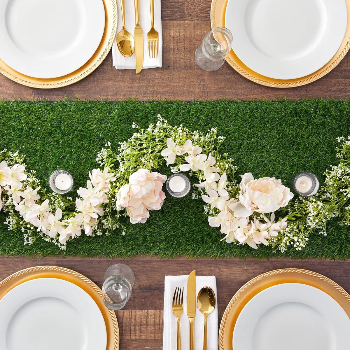 Juvale 6 ft Synthetic Grass Table Runner for Party Decorations (14 x 72 in)