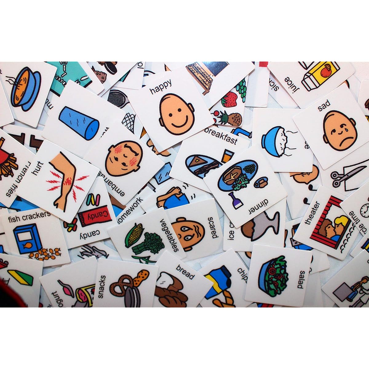 Smile4Autism Small 1.5" x 1.5" Loose Visual Picture Cards for Receptive and Expressive Language, Speech Articulation Therapy, ASD ADD ADHD, Apraxia, Stroke Patients (162 Cartoon Icons, Laminated)