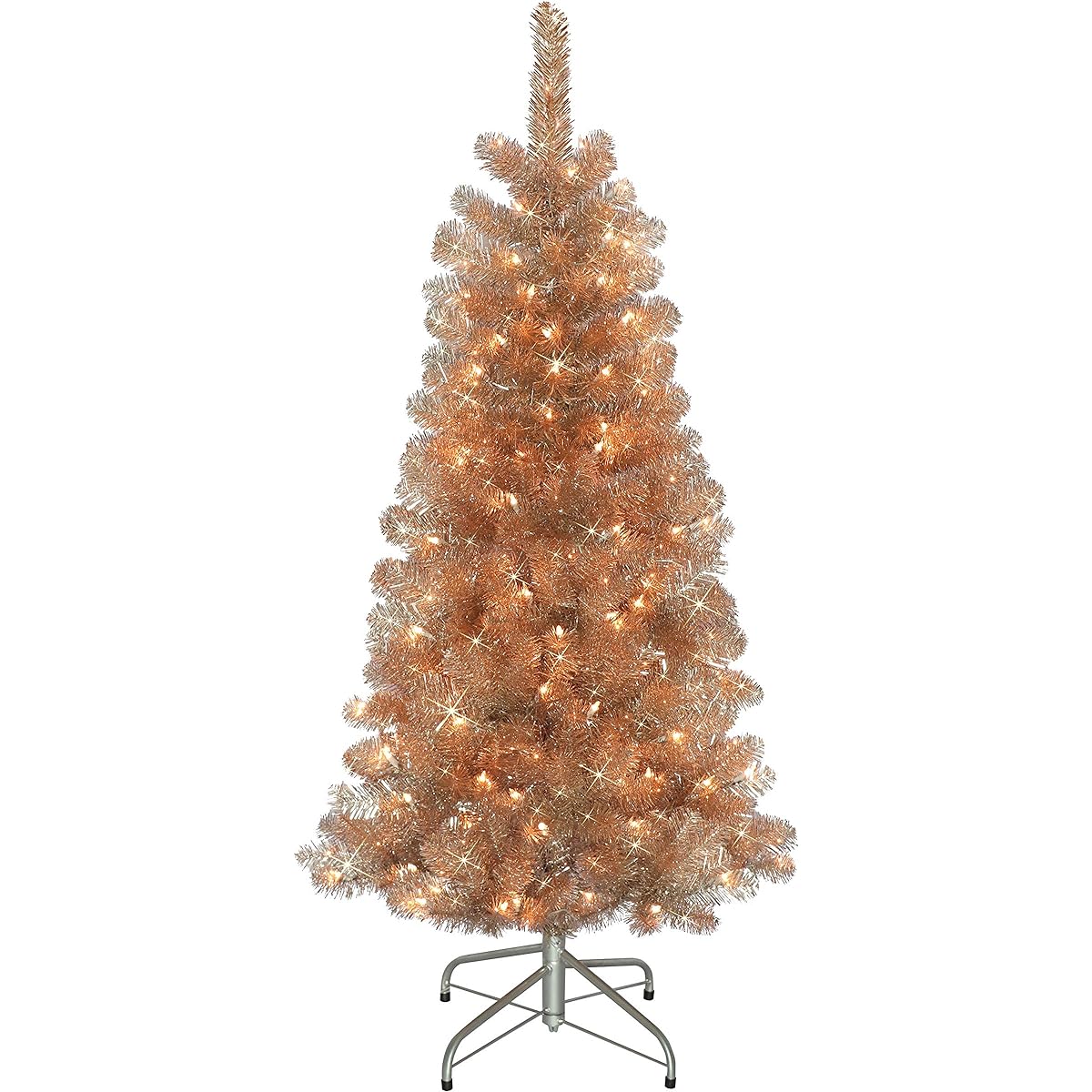 Puleo International Artificial Christmas Tree with Lights Rose Gold Green