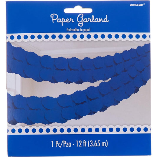 Amscan Paper Garland 1pc 12ft Bright Royal Blue