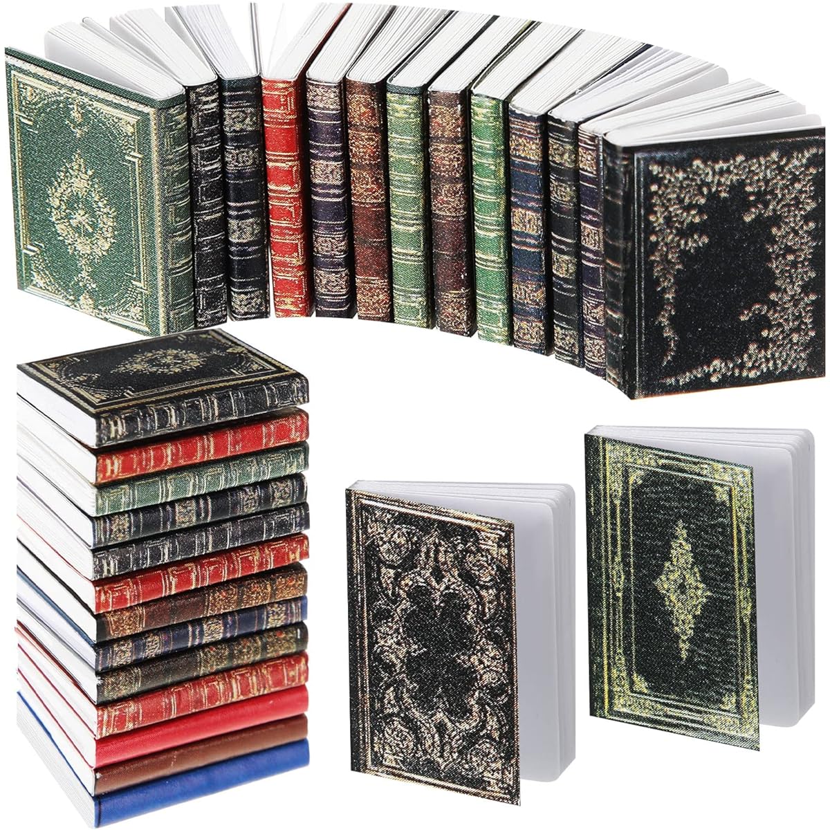 1:12 Scale Miniature Dollhouse Book Mini Miniature Book Dollhouse Accessories Tiny Things Timeless Model Library Decor DIY Projects for Girls Boys Dollhouse Schoolroom (200 Pieces)