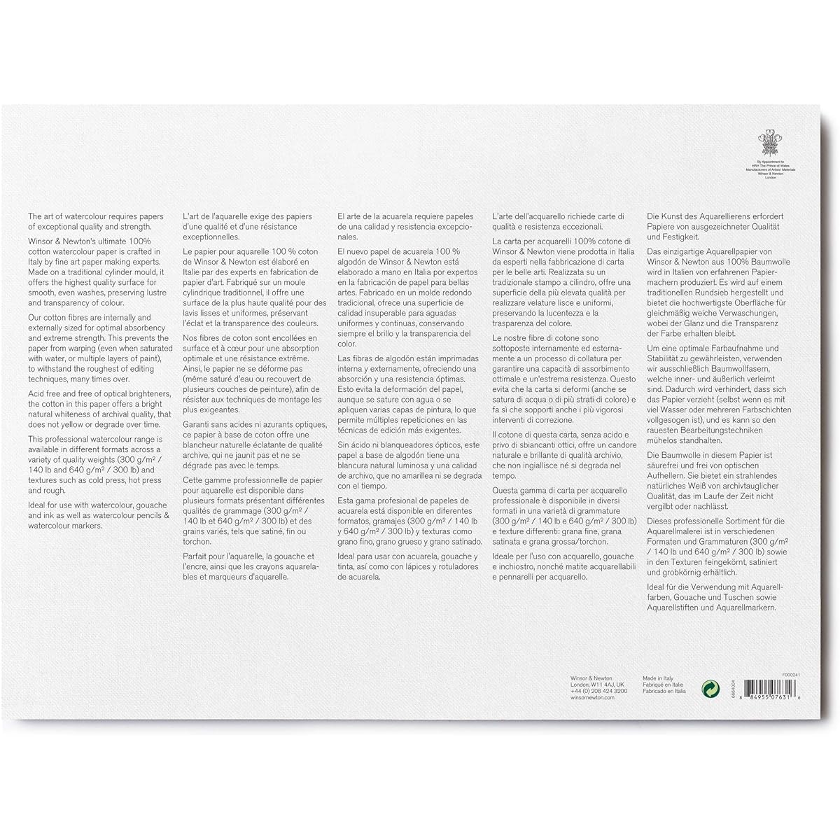 Winsor & Newton Professional Watercolor Paper Block, 9" x 12", Cold Pressed