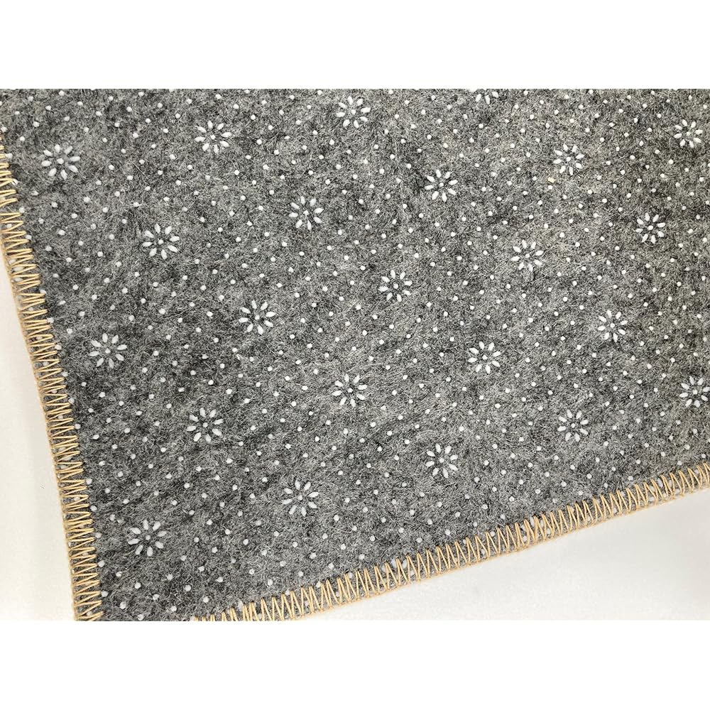 Kawashima Textile Cercon TAUKO Rug GY6032 200×200 Blue Washable Hand Washable Block Print Style Jaari Scandinavian