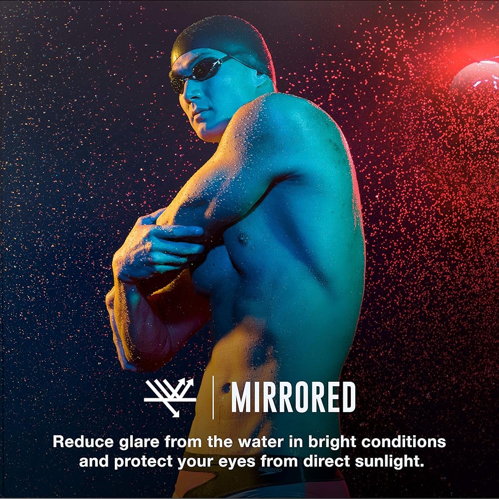 Speed Socket 2.0 Mirrored Swim Goggles, Curved, Anti-Glare, Anti-Fog with UV Protection-Gold-1SZ