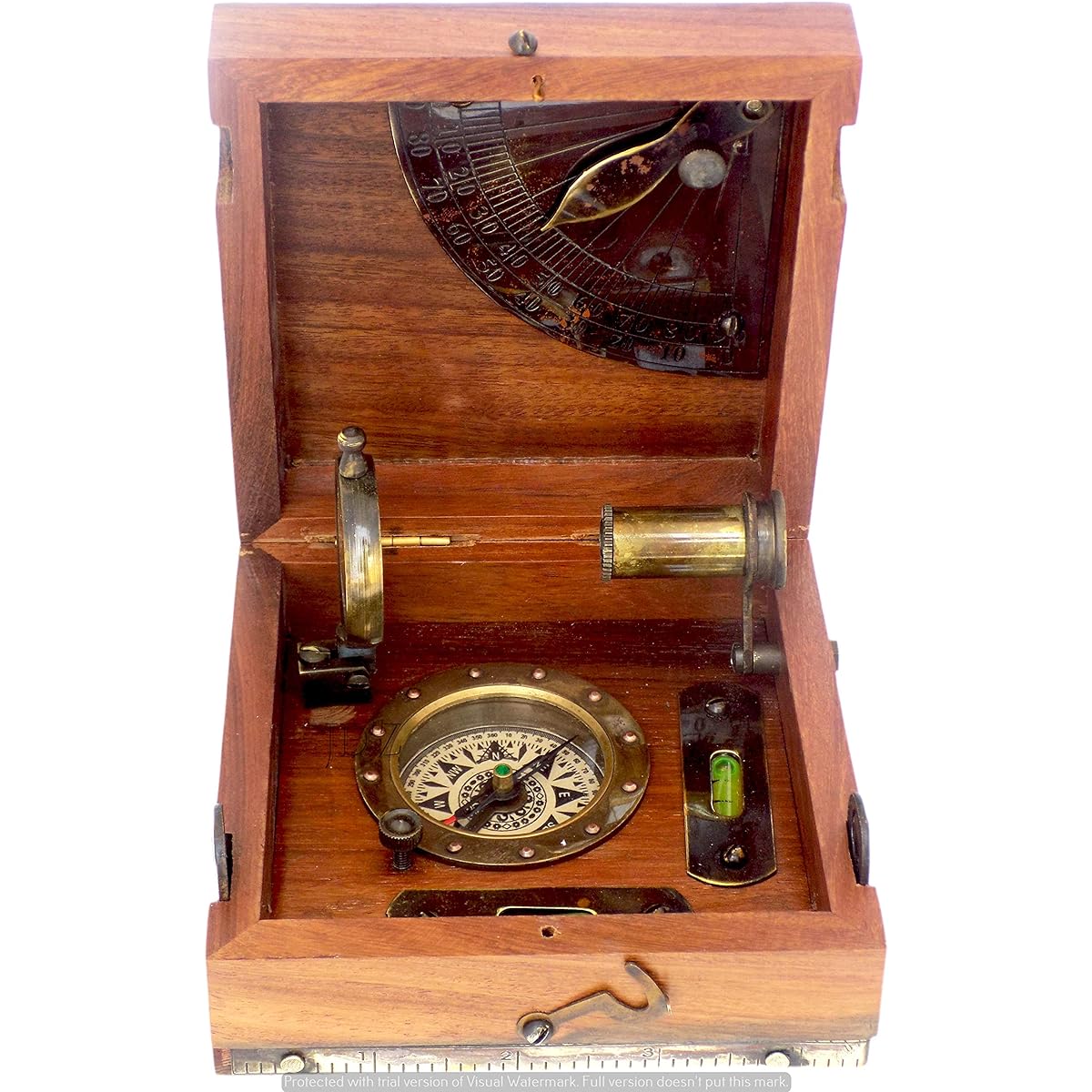 JD'Z COLLECTION Marine Corps Brass Master Box by T.Cookie & Sons London 1858 Handmade Antique Compass Telescope Boat Clinometer Christening Gift Husband Gift Fanatic Gift