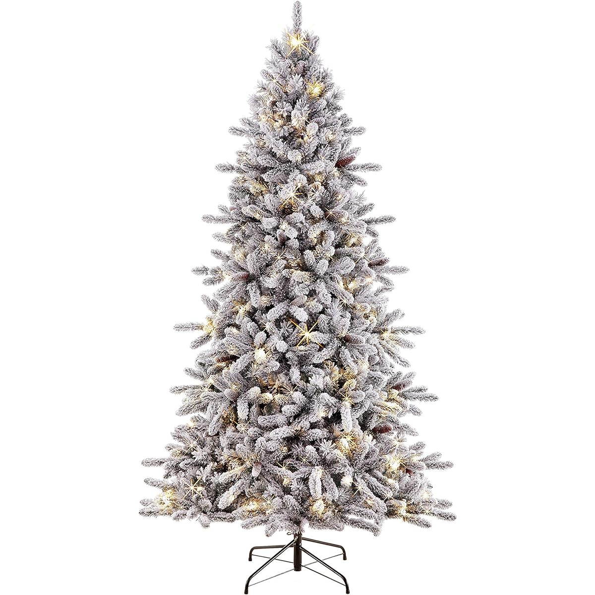 Puleo International 7.5' Lighted Flocked Bennington Fir Artificial Christmas Tree with 400 UL Listed Clear Lights