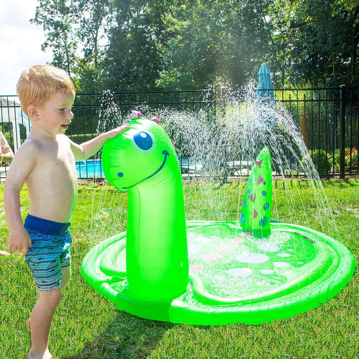 Good Banana Dinosaur Splash Sprinkler, Jumbo Splash Pad & Pool for Kids with 360 Degree Sprinkler, 6' Long, for Backyard, Lawn, Outdoor Play, Poolside, Family BBQ, Party, Dinosaur