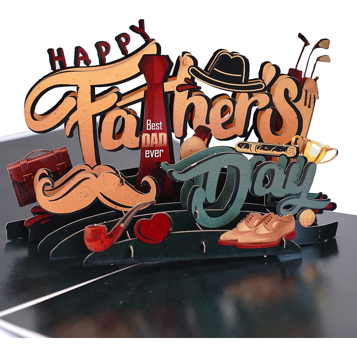 Happy Father's Day Pop Up Card - Best Dad Nutrition Facts 3D Pop Up Greeting Card - Father's Day Card - Best Dad Ever Celebration Card Birthday Card with Envelope and Note Tag with 6" x 8" Cover