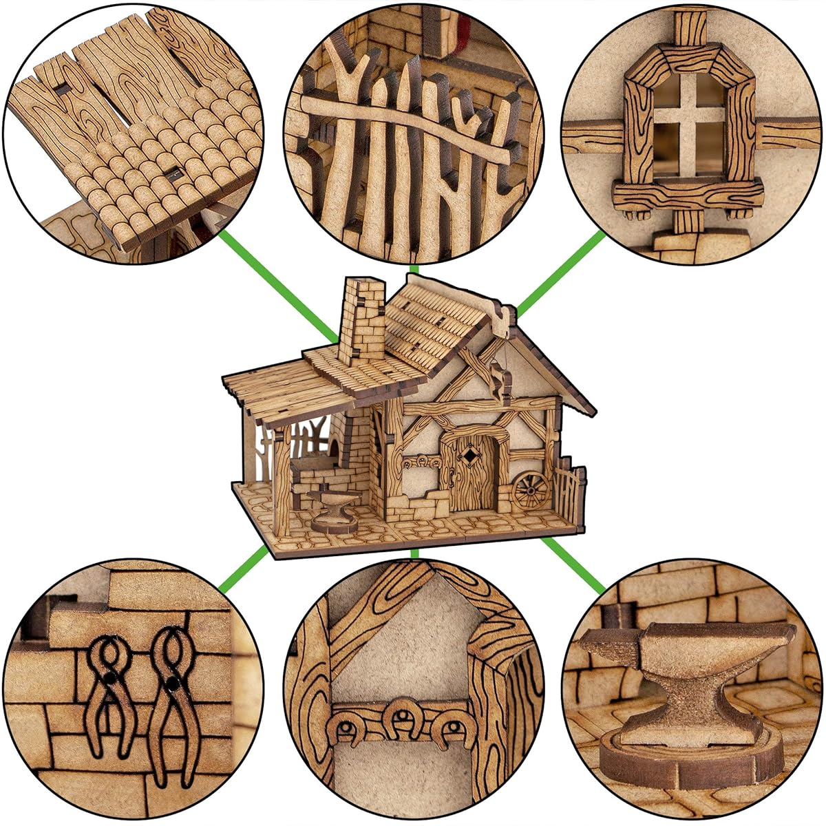 TowerRex Smithy D&D Miniatures Wood - Handcrafted Wooden Miniatures for Dungeons & Dragons