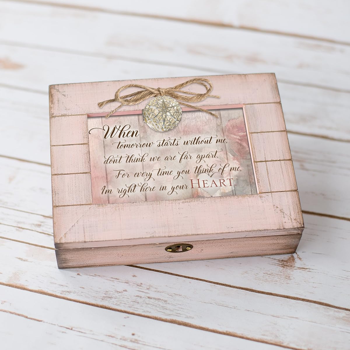 Cottage Garden in Your Heart Blush Pink Antique Rocket Music Box Plays Wind Beneath My Wings