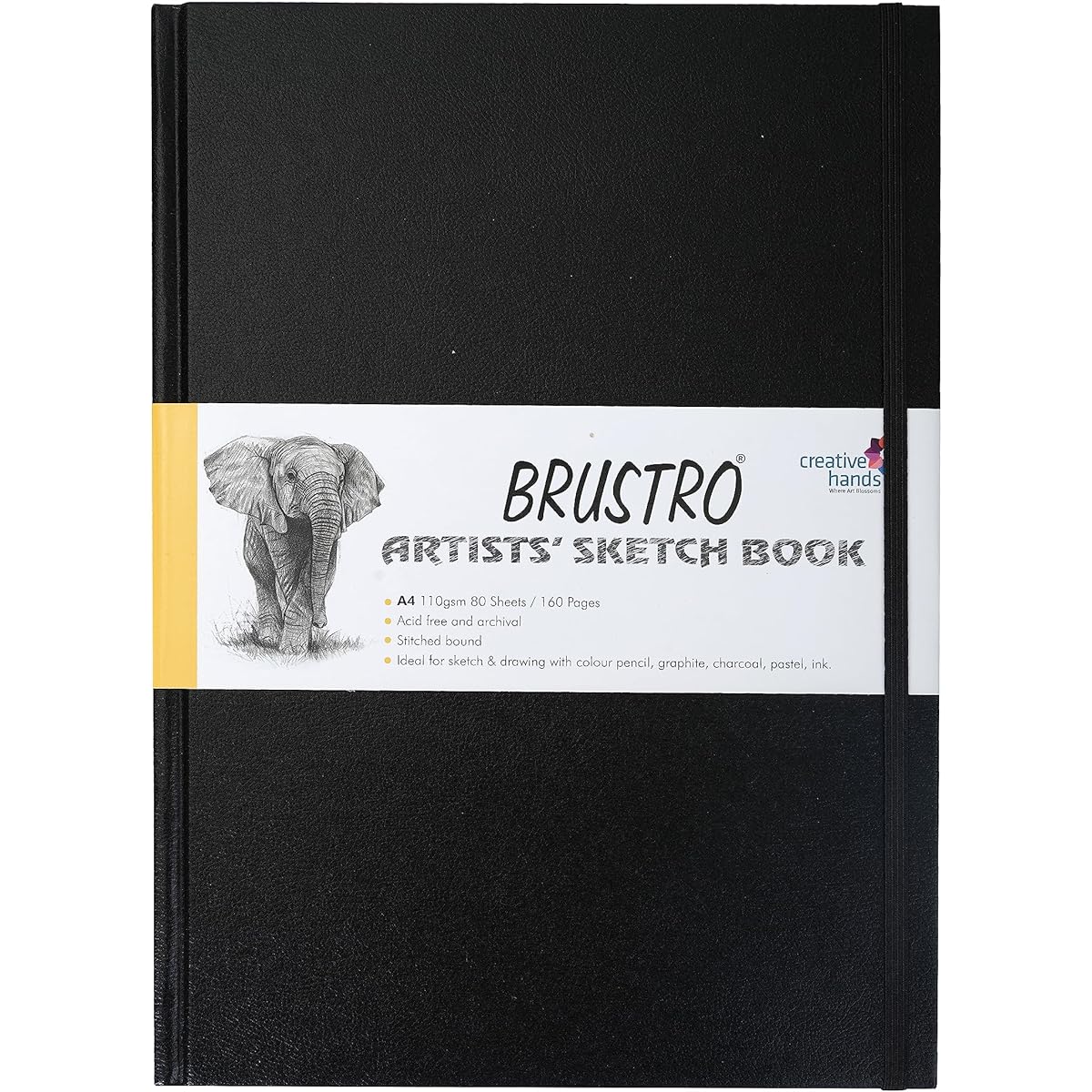 BRUSTRO Artist Stitched Sketchbook, A4 Size, 160 Pages, 110 gsm (Acid Free) A4 Stitched Ivory