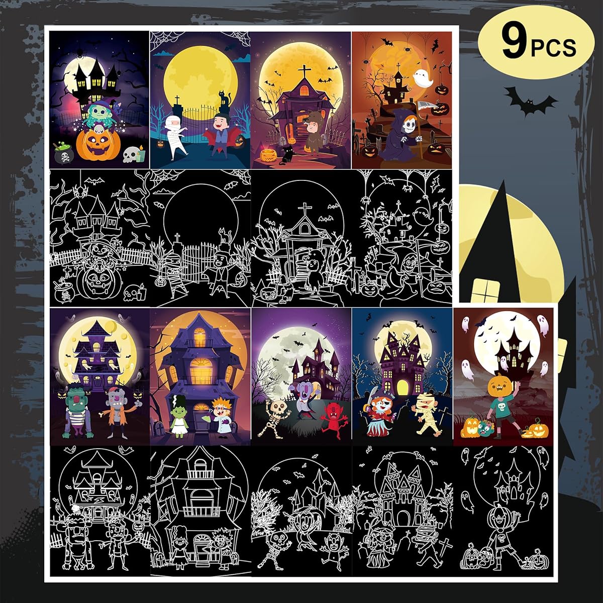 xutengy Halloween Scratch Paper Art for Kids Rainbow Magic Scratch Paper Halloween Crafts Scratch Paper DIY Decoration Toys for Girls Boys Halloween Party Games Gifts