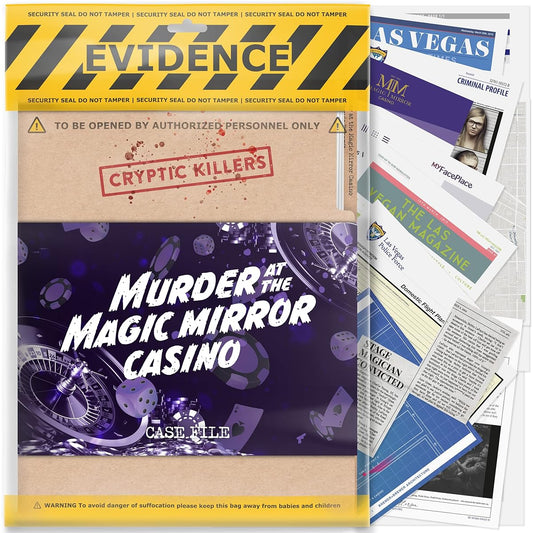 Unsolved Murder Mystery Game - Cold Case Files Investigation - CRYPTIC KILLERS - Detective Evidence & Crime Files - Personal, Date Night & Party Games - Murder at the Magic Mirror Casino
