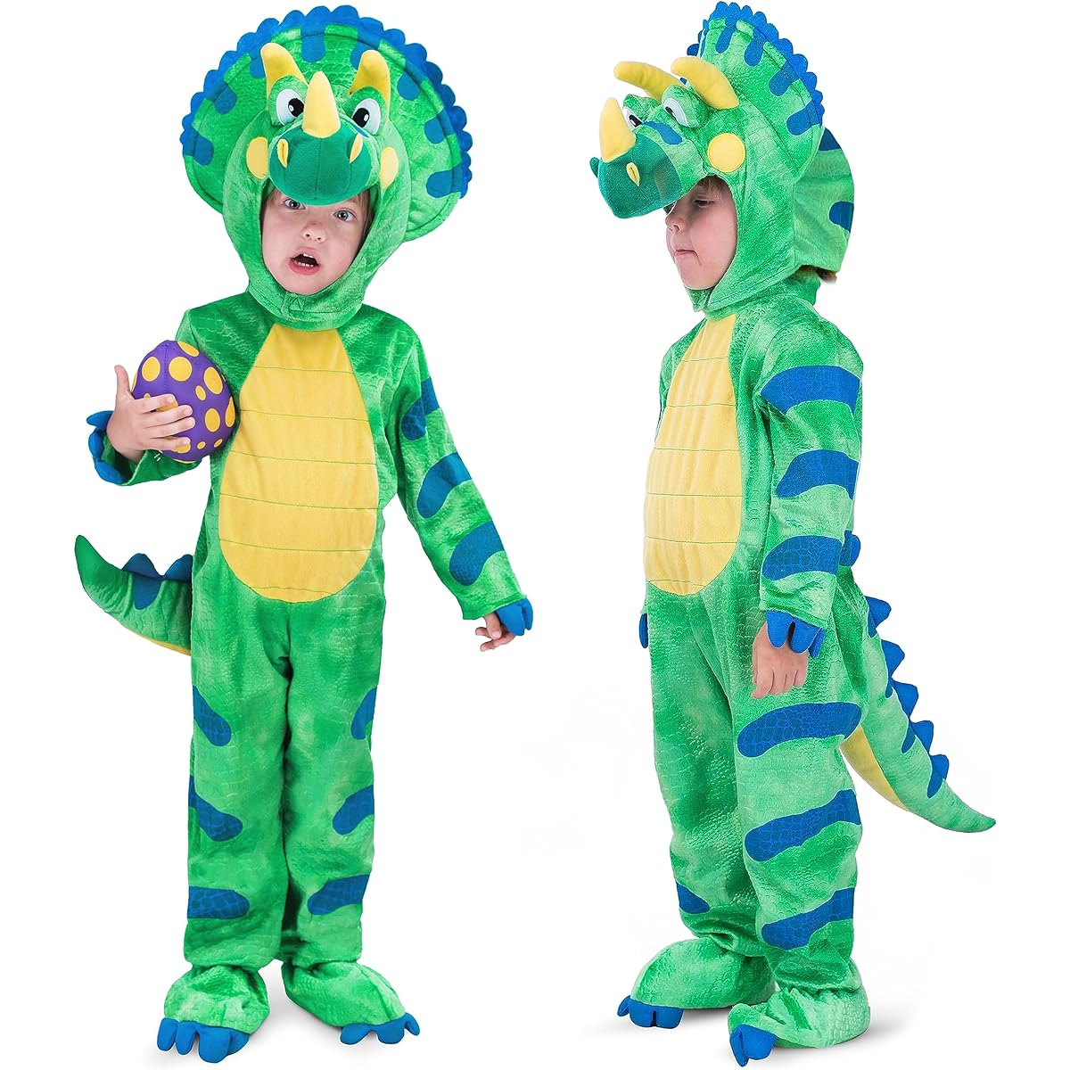 Spooktacular Creations Triceratops Deluxe Kids Costume for Halloween Dinosaur Dress Up Party