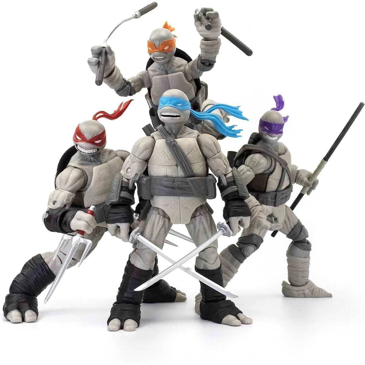 The Loyal Subjects Teenage Mutant Ninja Turtles BST AXN IDW Comic Inspired "Black & White" 5" Action Figures 4-Pack