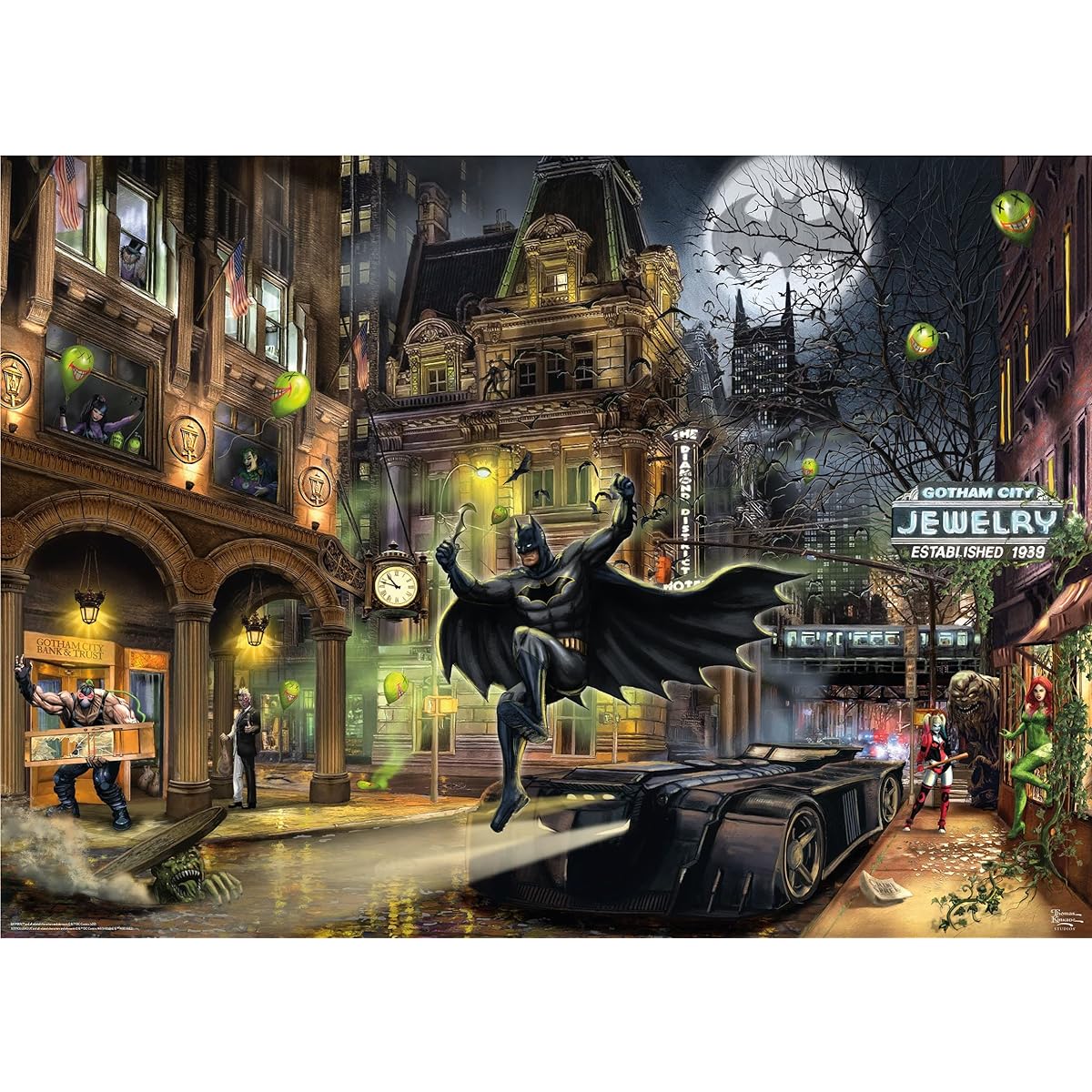 Ceaco - Thomas Kinkade - DC Comics - Batman Gotham City - 1000 Piece Jigsaw Puzzle