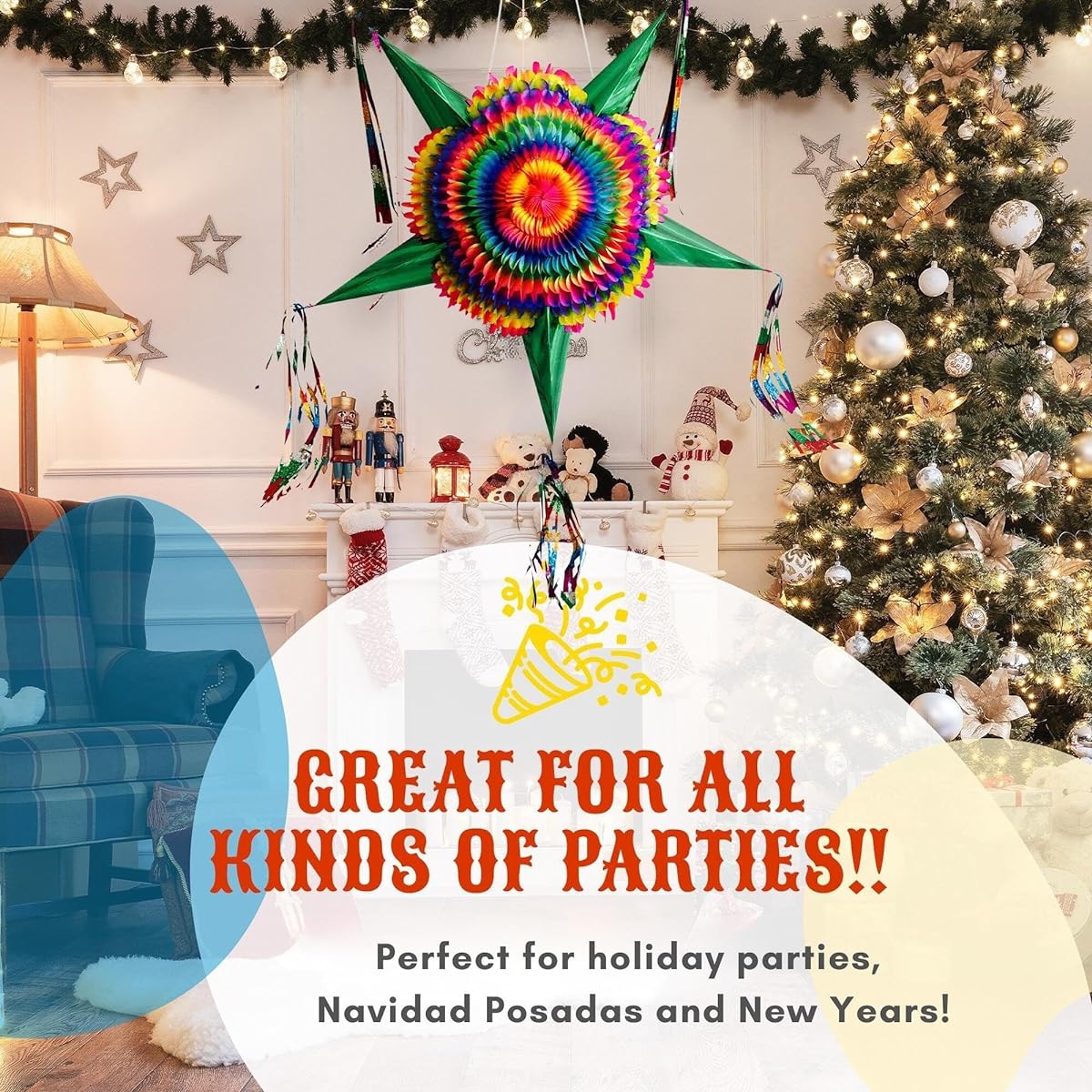 Large Colourful Foldable Cardboard Star Pinata