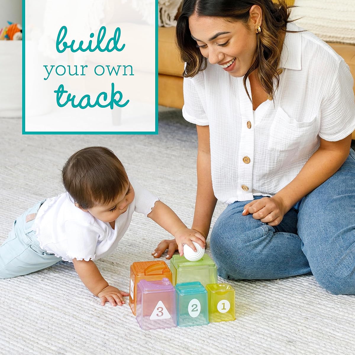 Infantino Cups & Balls Learning Set, Multicolor, 6-Piece Set, Includes 1 Ball and 5 Stack & Build Cups, Ages 6 Months and Up