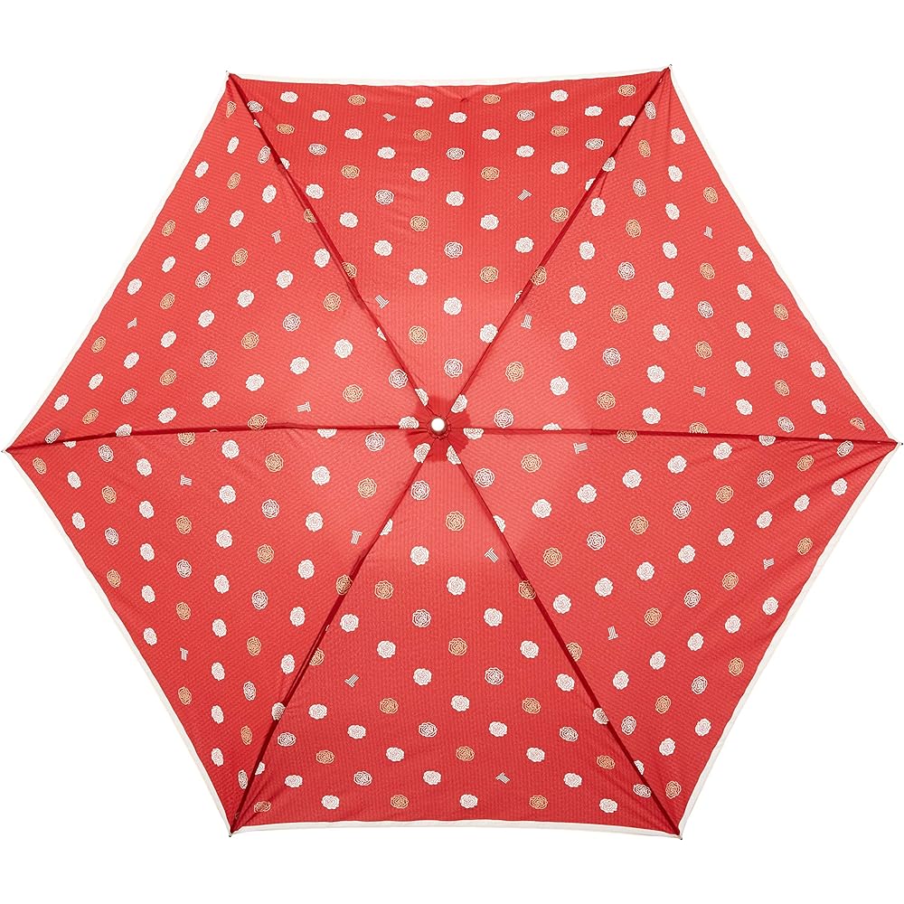 [Moonbat] LANVIN COLLECTION Rain Folding Umbrella Lightweight 55cm Satin Print Red 4522408909991 Women's 21-083-10526-02-33-55 Red Outer rib length 55cm