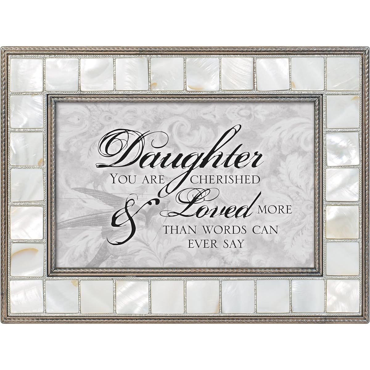 Daughter Loved Mother's Pearl Distressed Grey Keepsake Music Box Plays You Light Up My Life