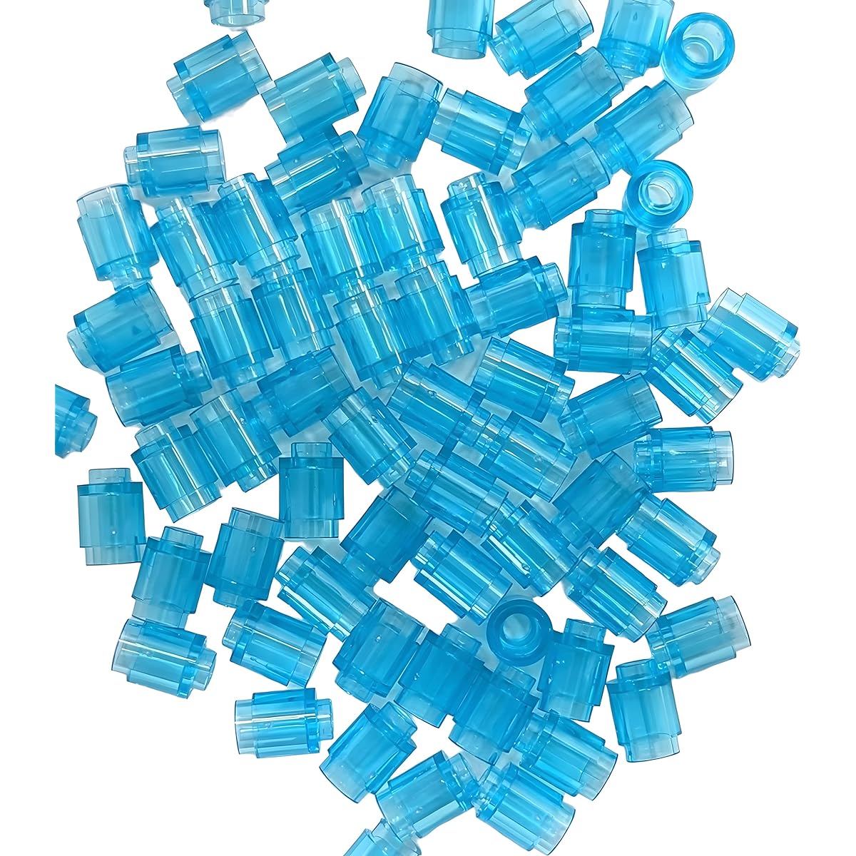 LEGO Building Accessories: 1x1 Translucent Blue (Transparent Blue) Round Bricks Bulk Pack of 100