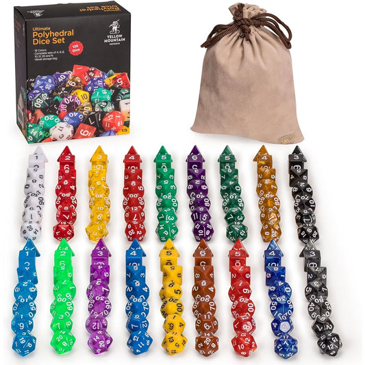 126 Polyhedral Dice - 18 colors w/ Complete set of d4 d6 d8 d10 d12 d20 d%