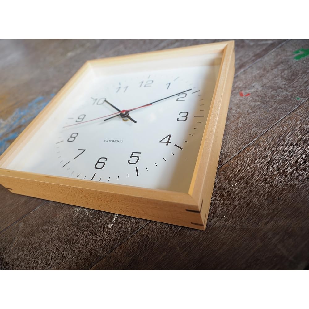 KATOMOKU muku square clock 2 km-65N wood basswood continuous second hand