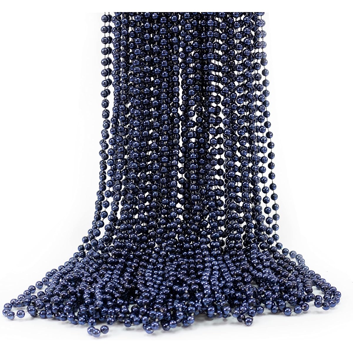 GIFTEXPRESS 72 Pack 33 Inch Mardi Gras Bead Necklace Metallic Navy Blue Bead Necklace Mardi Gras Throw Party Bead Costume Necklace, Plastic, No Gemstones.
