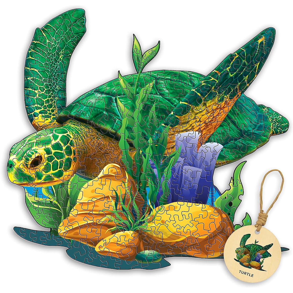 DEPLEE Adult Wooden Puzzle Turtle Wooden Jigsaw Puzzle Unique Shape Wooden Animal Puzzle Creative Challenge for Adults Family Friends 700-900 Pieces 32 Inch Super Big