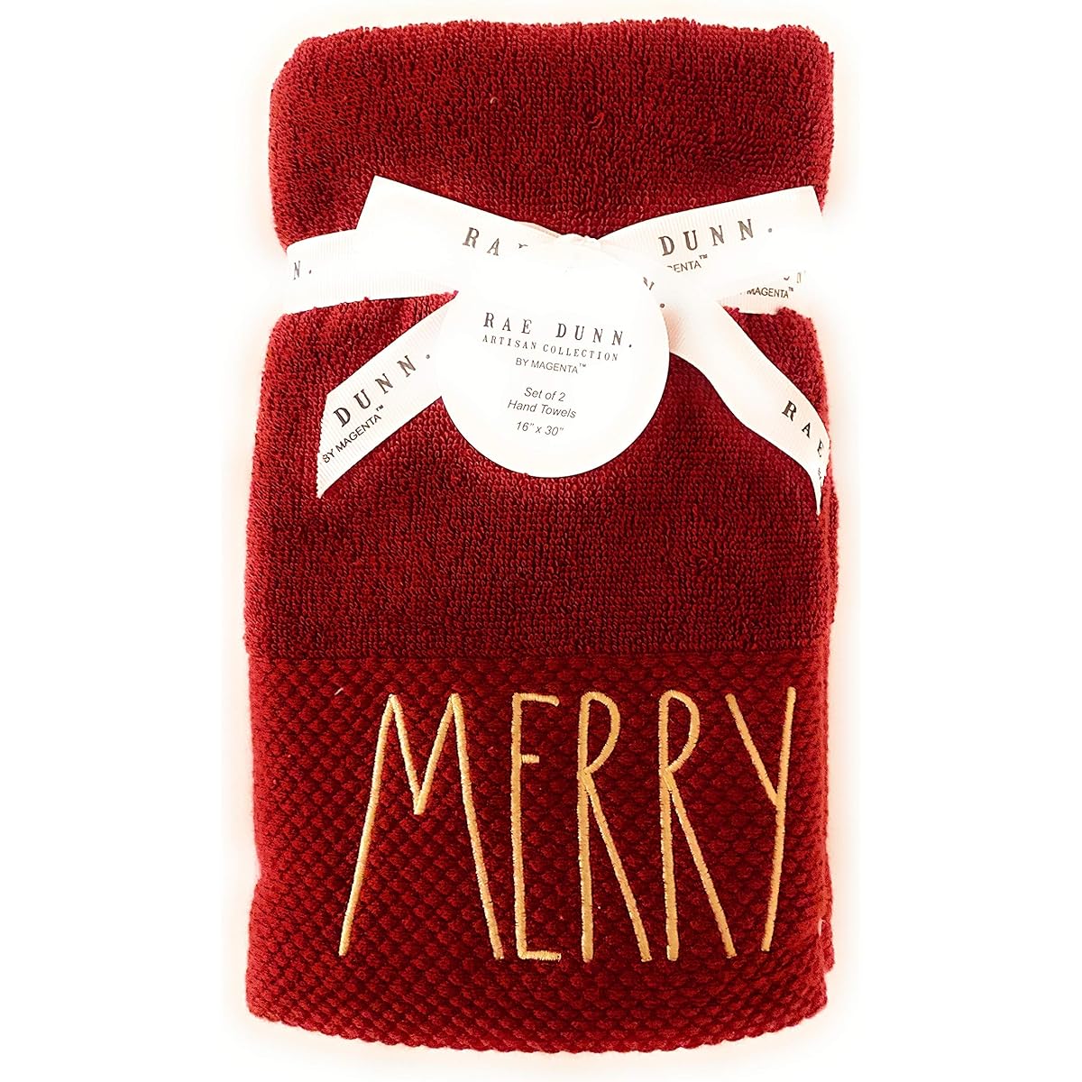 Rae Dunn Embroidered Merry Red Hand Towels Christmas Bathroom Decor Christmas Hand Towels Christmas Decorations Set of 2