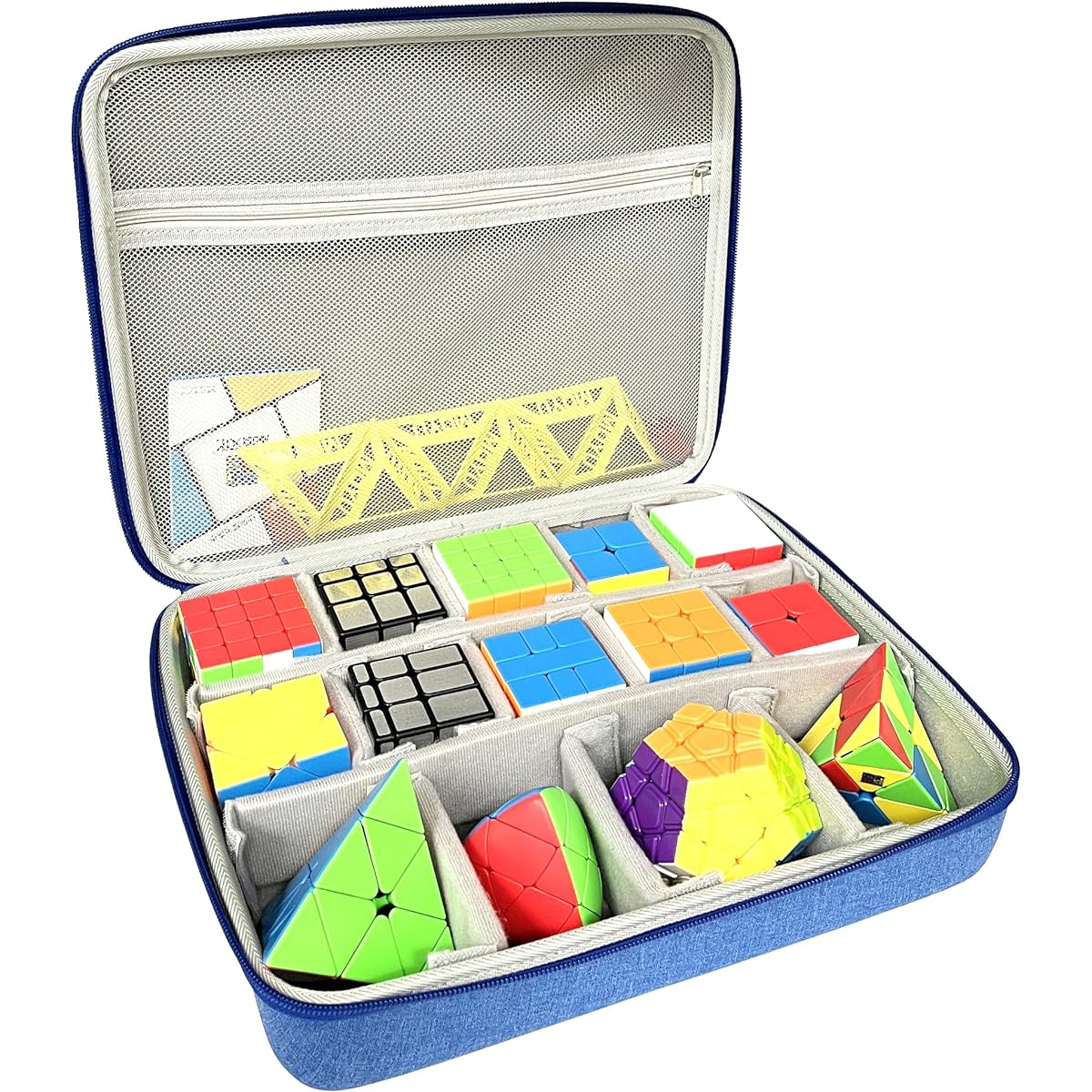 LeoTube Speed Cube Hard EVA Case Bag for Shashibo/Rubik's/Jurnwey/Roxenda Brain Teaser Fidget Toy Storage Travel Holder for Cube Puzzle Travel Game (Case Only) (Blue)