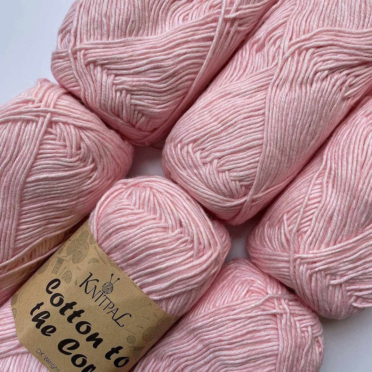 Cotton to The Core Knit & Crochet Yarn Baby Soft (Free Pattern) 6 Skeins 852 Yards/300 Grams Light Wool Gauge 3 Machine Washable (Blush Pink)