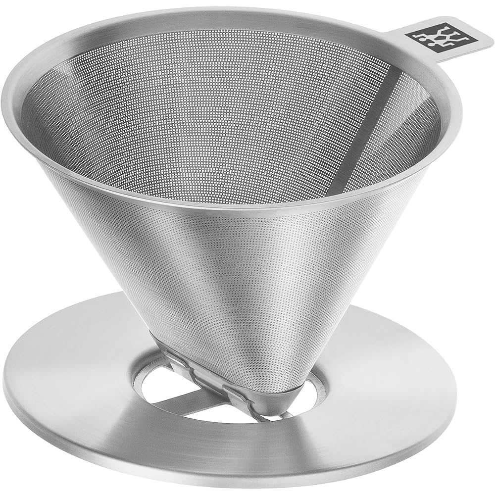 ZWILLING "Stainless Steel Coffee Dripper Mug Set" Double Wall Glass Coffee Mug Heat Resistant Cold Insulation Thermal Paperless Dishwasher Safe For 1-4 Cups [Authorized Japanese Product] Sorrent Z1024-006
