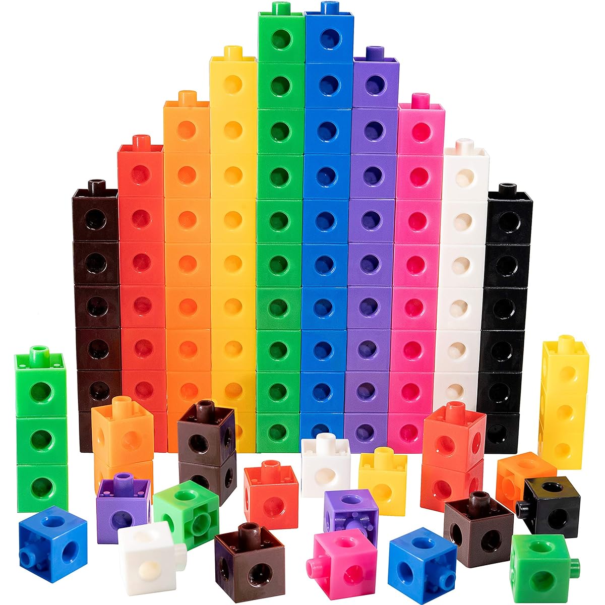 TOYLI 100 Piece Linking Cubes Set for Counting, Sorting, STEM, Connecting Blocks Math Links Manipulatives Educational Toy for Preschool, Kindergarten, Homeschool