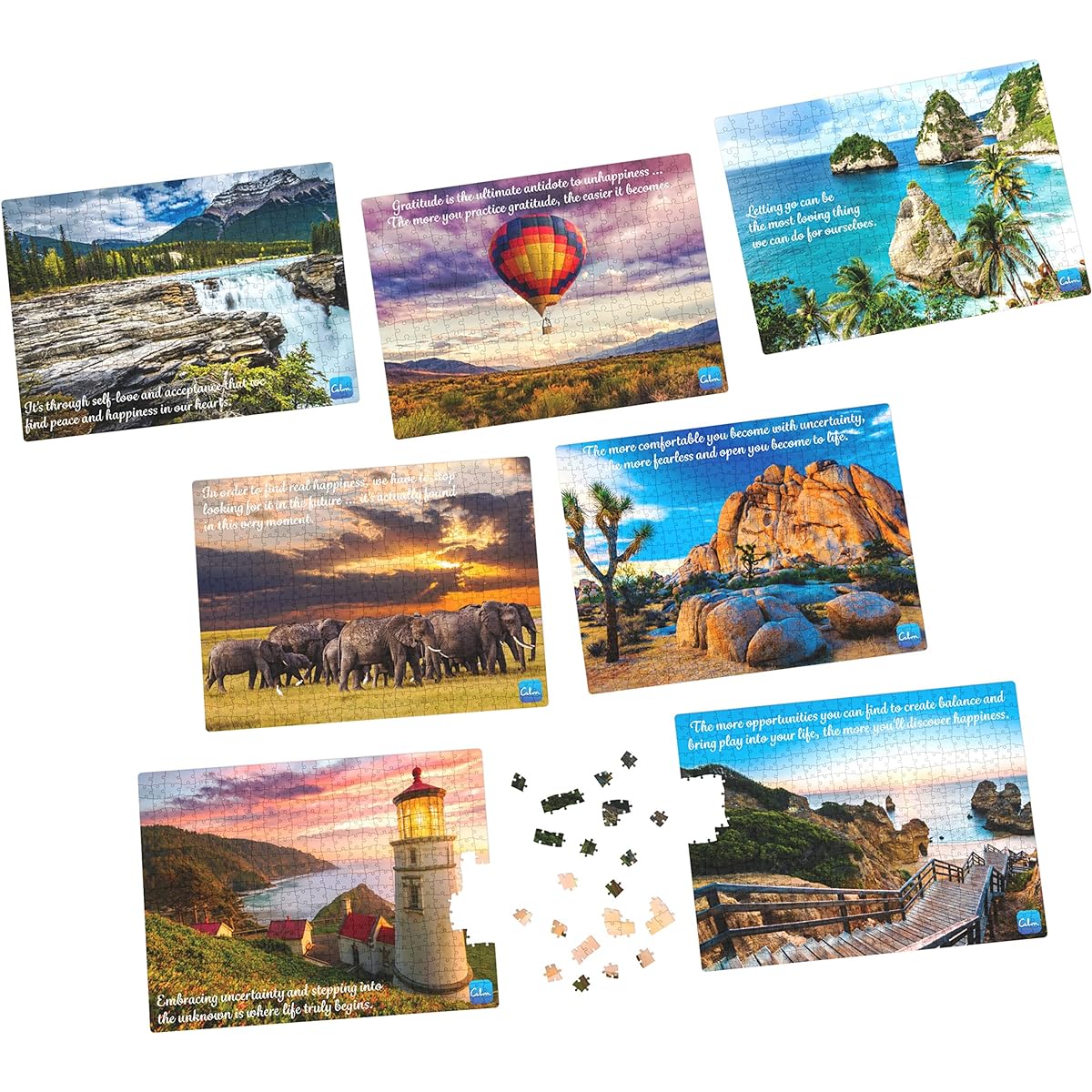 Calm App, Daily Mindful Puzzle Collection 300 Piece 500 Piece Relaxation & Stress Relief with Subscription for Adults & Kids, Ages 8+