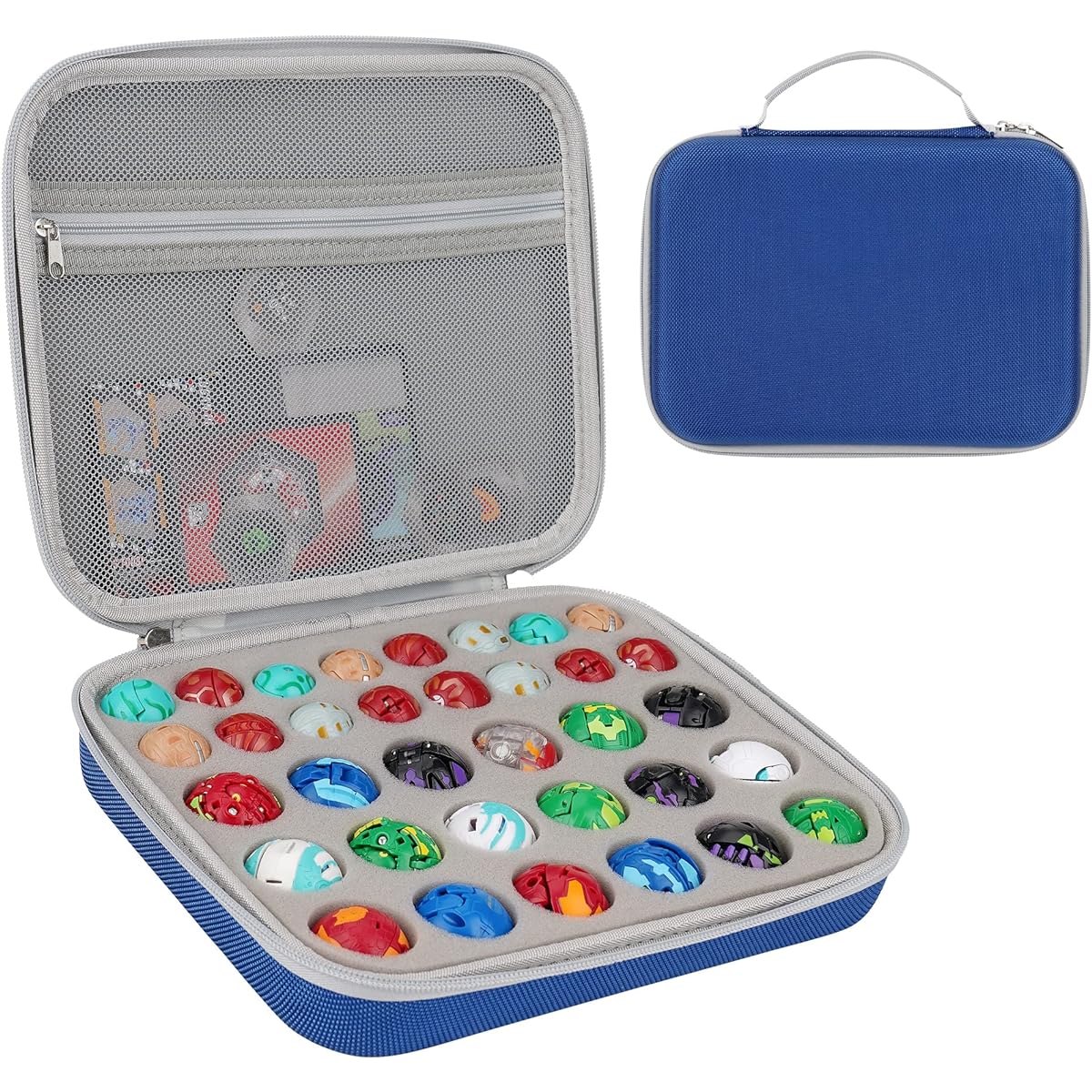 Minahao Toy Storage Box Bakugan Battle Planet BakuCore Armored Alliance Geogun Rising Sponge is Pre-slotted in 2 Sizes Compatible with Different Bakugan Toys (Case Only) (Blue)