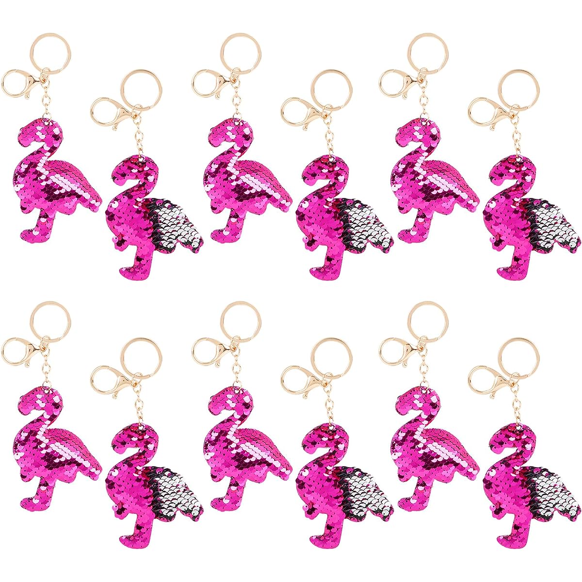 Flip Mermaid Sequin Flamingo Keychain Party Favors Party Supplies (Pack of 12)