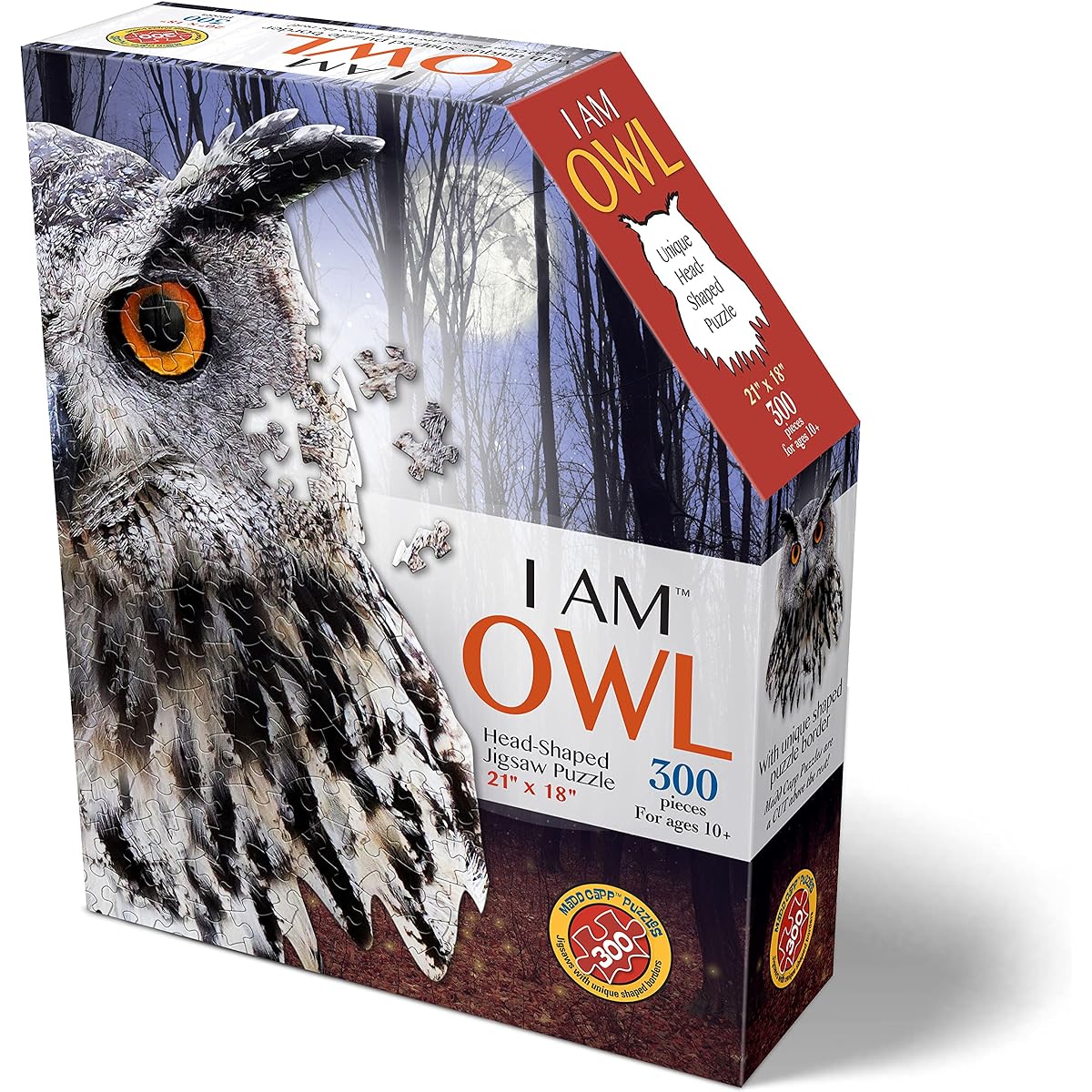 Madd CAPP Puzzles - I AM Owl - 300 Piece - Animal Shaped Jigsaw Puzzle