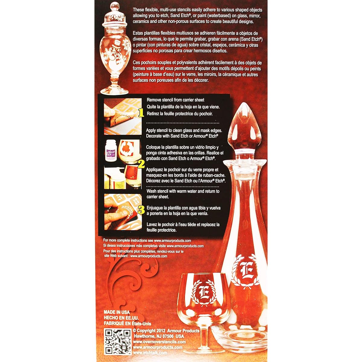 Over 'N' Over Reusable Glass Etch Stencils 5"X8" 1/Pkg-Numbers (parallel import goods)