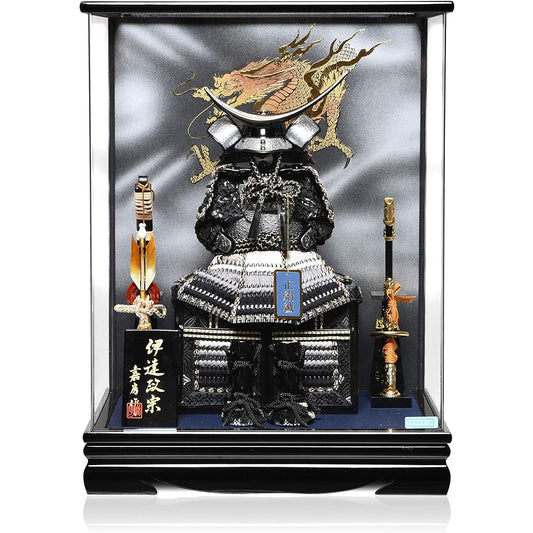 [May Doll] No. 4 Smoked Silver Date Masamune Armor Acrylic Case Decoration {With Music Box}: Made by Yoshifusa [Armor Decoration in Case] [Armor Case Decoration]
