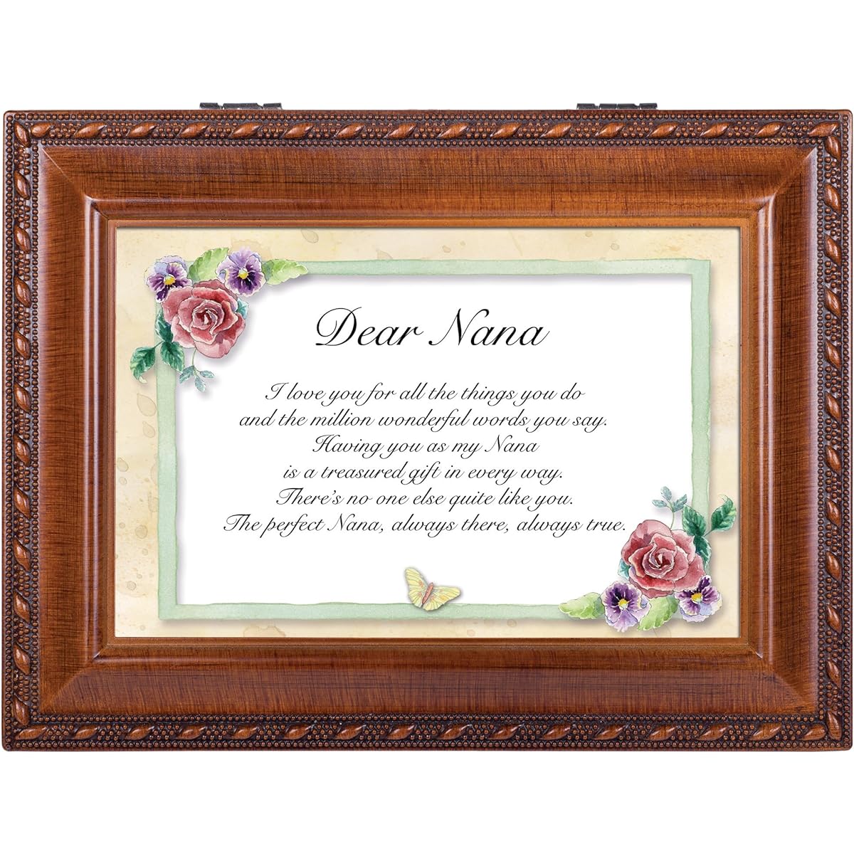 Dear Nana Cottage Garden Woodgrain Traditional Music Box Plays You Light Up My Life