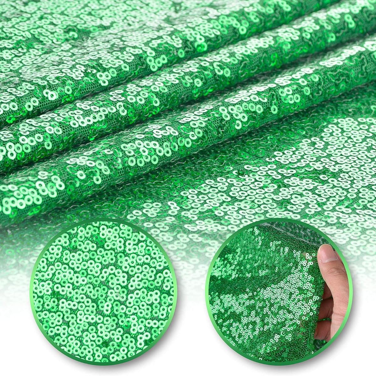 tiosggd Sparkly Table Runner 2 Pack Sequin Fabric 14x72 Inch Tablecloth Party Supplies for Bridal Baby Shower/Birthday/Wedding/Christmas/Mardi Gras/St. Patrick's Day Decorations Green