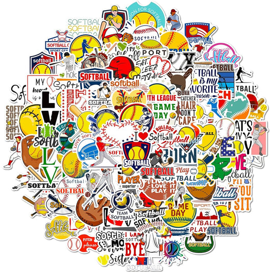 100 x Softball Stickers