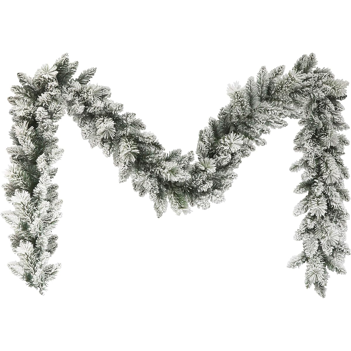 Puleo International Flocked Spruce Garland Artificial Christmas Tree, Green