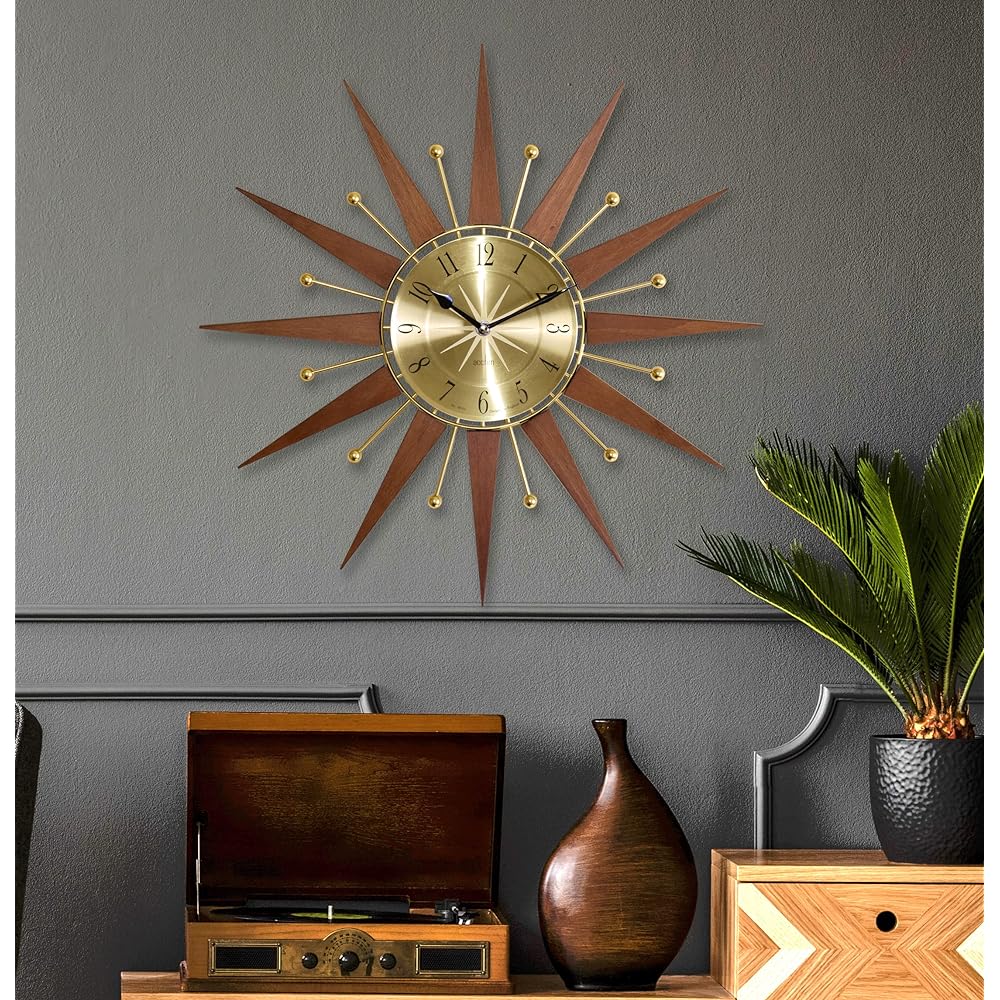 Acctim 29506 Brass & Walnut Walcott Retro Style Wall Clock