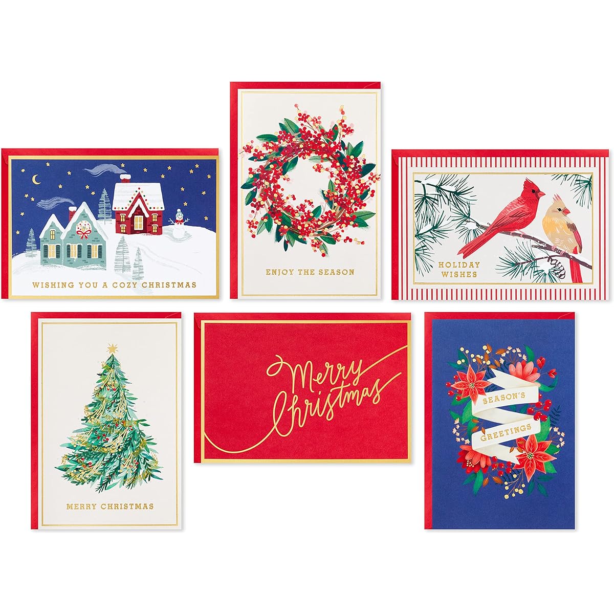 Hallmark Boxed Christmas Card Assortment - Cozy Christmas (6 Designs, 36 Cards with Envelopes)