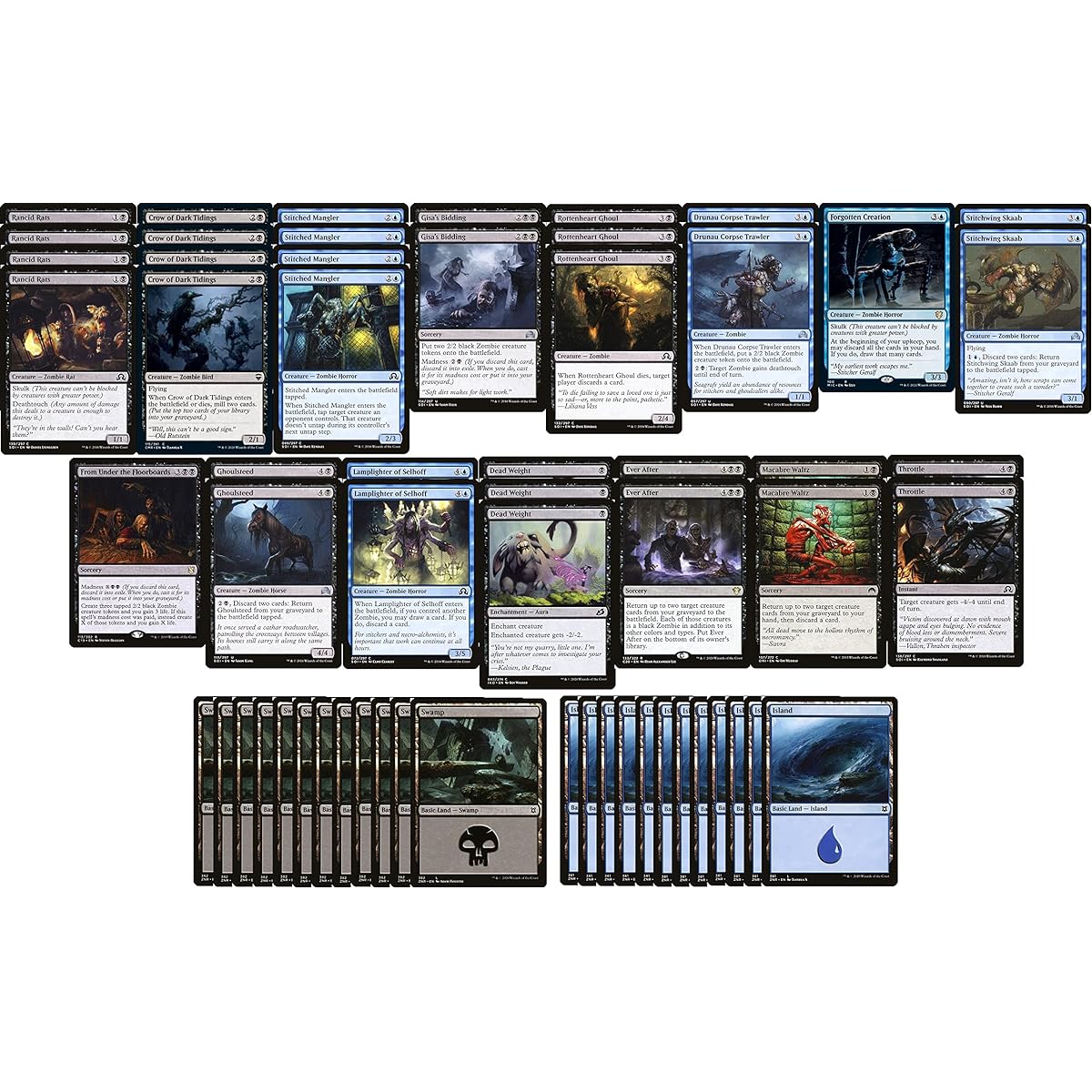 Blue Black Zombie Deck - Modern Legal - Custom Built - Magic the Gathering - MTG - 60 Cards