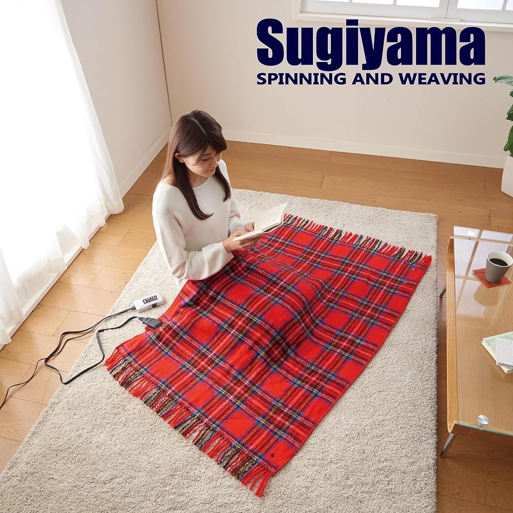 Sugiyama Comes with a timer to prevent you from forgetting to turn it off, 82 x 140 cm, made in Japan, washable electric throw SSW22H22(RD), red