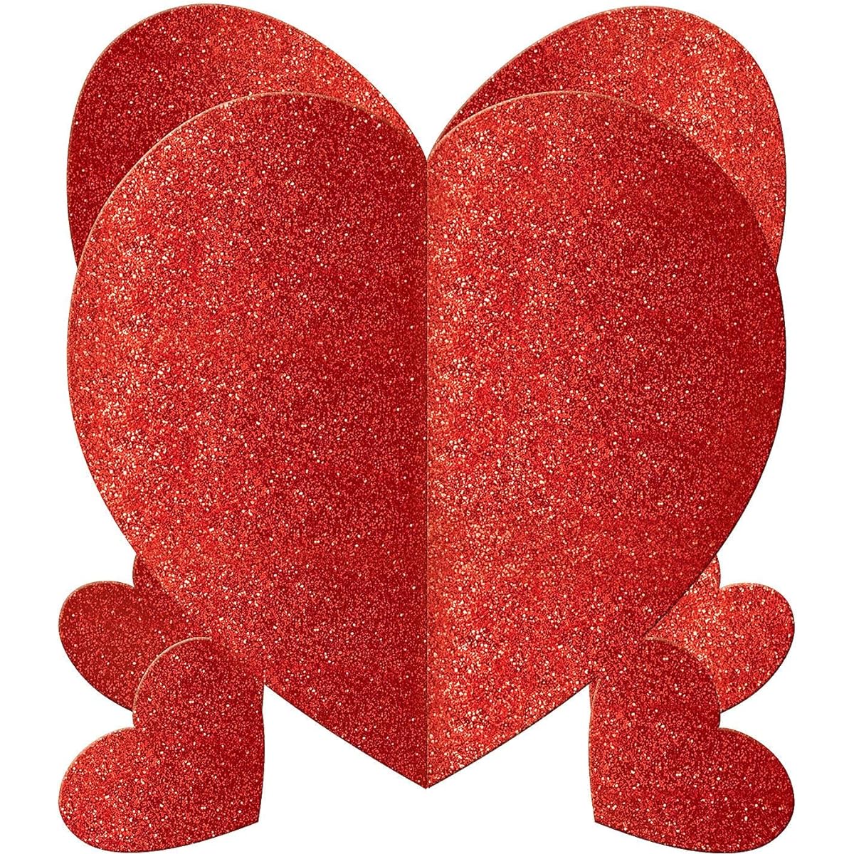 Radiant Valentine's Day Party Mini 3-D Hearts Table Centrepiece Decoration, Red, Cardboard , 13cm , Pack of 3